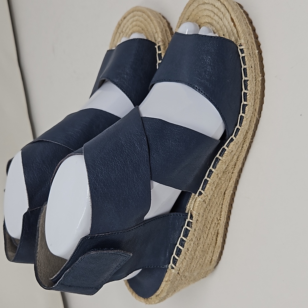 Eileen Fisher Willow Leather Wedge Velcro Espadrilles… Gem